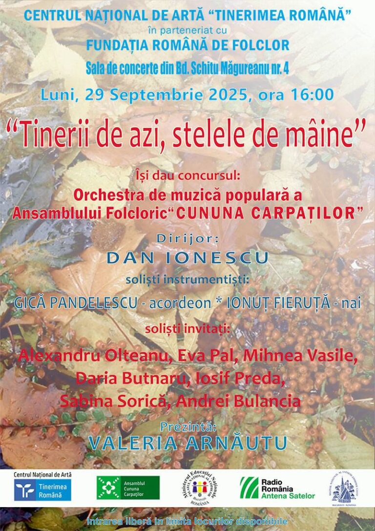 ANSAMBLUL FOLCORIC “CUNUNA CARPAȚILOR”, ÎNTR-UN CONCERT DEDICAT TINERILOR CÂNTĂREȚI DE MUZICĂ POPULARĂ