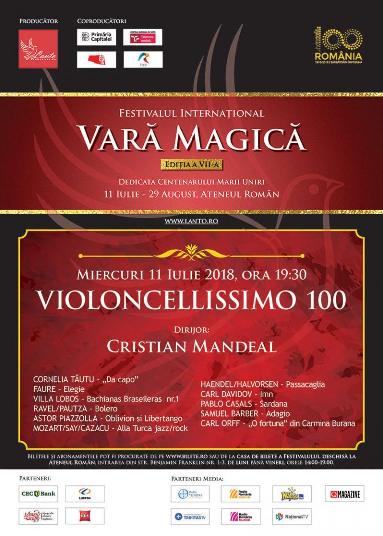 Cristian Mandeal dirijează 100 de violonceliști pe scena Ateneului pentru România 100!